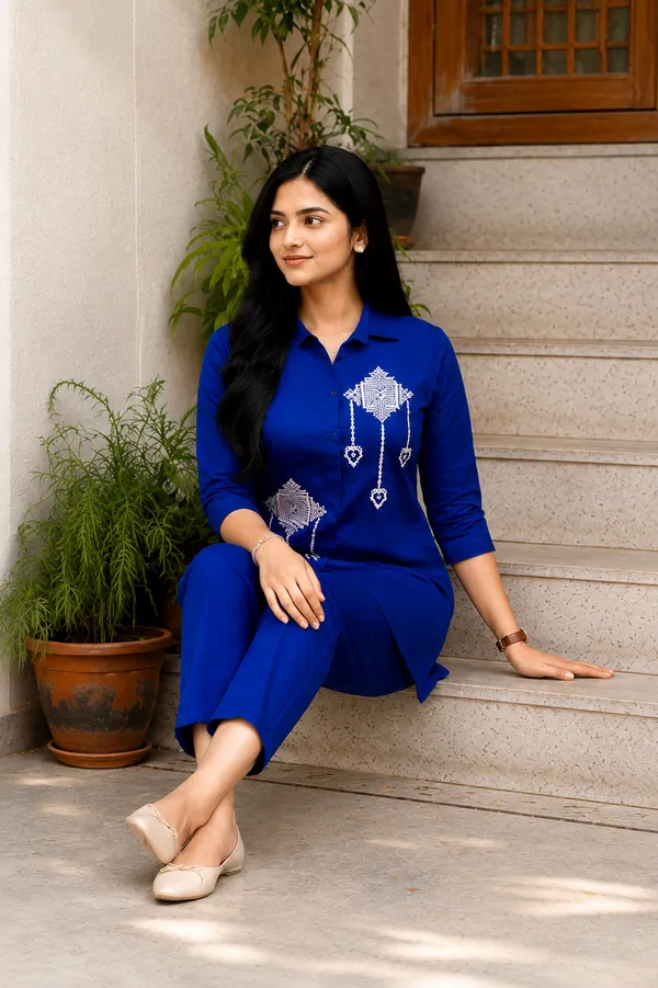 Women_Royal_Blue_Co-ord_Set_in_Linen_Cotton
