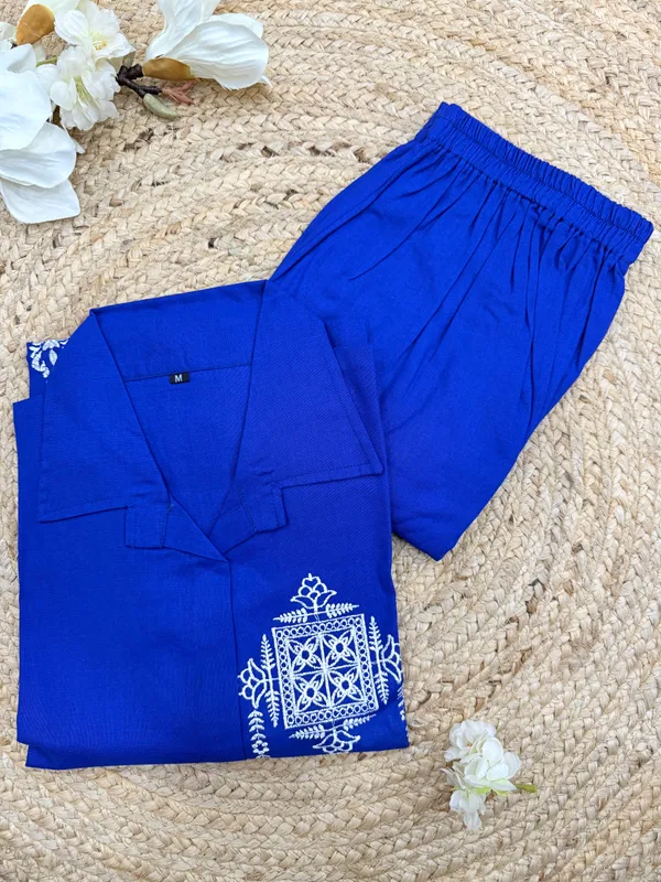 Women_Royal_Blue_Co-ord_Set_in_Linen_Cotton