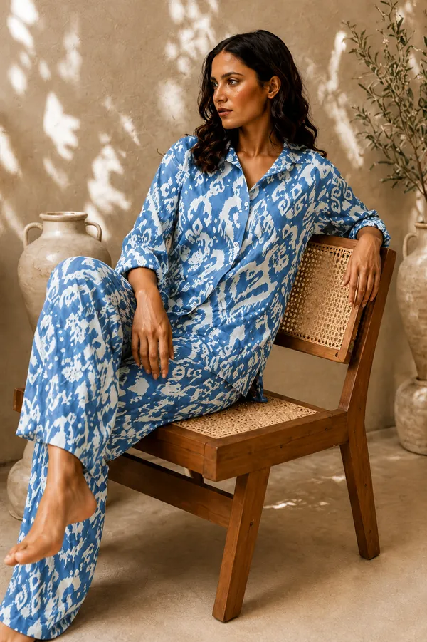 Blue_Pure_Cotton_Full_Sleeve_Collar_Neck_Co_Ord_Set_For_Women