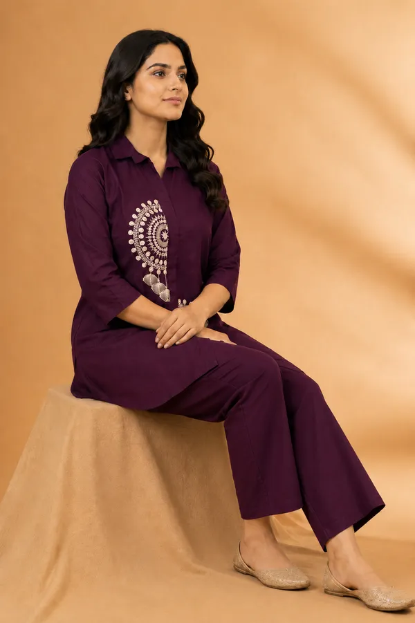 Women’s_Elegant_Embroidered_Linen_Cotton_Collar_Neck_Co-ord_Set