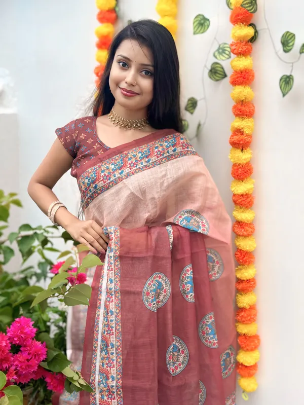 Women's_Printed_Cotton_Linen_Saree_With_Unstitched_Blouse_Piece