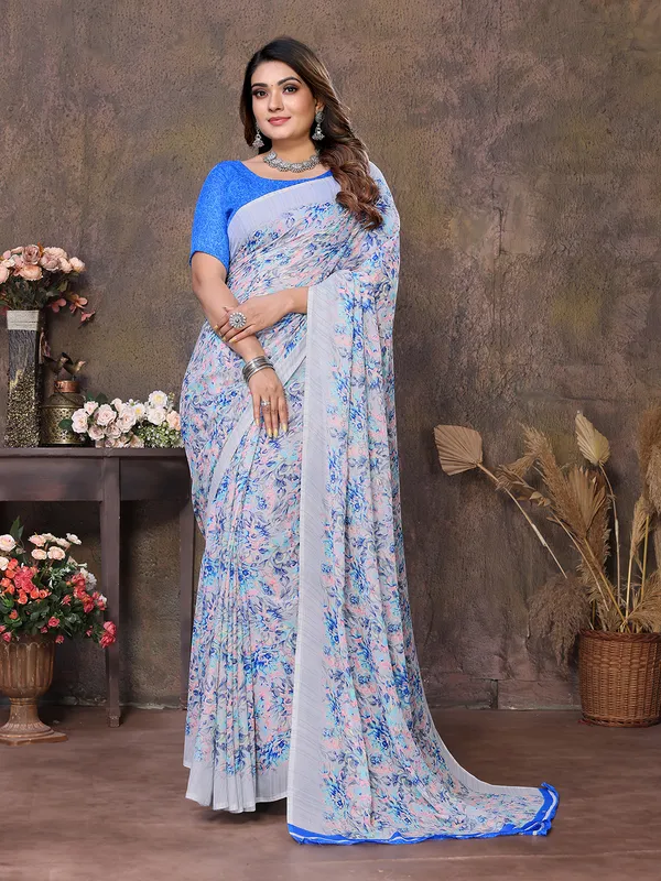 Floral_Print_Georgette_saree_with_Unstitched_Blouse_Piece