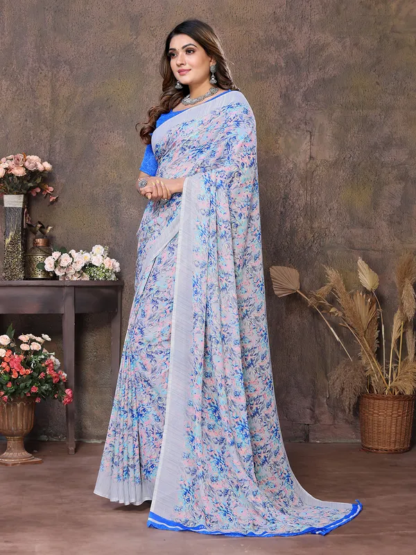 Floral_Print_Georgette_saree_with_Unstitched_Blouse_Piece