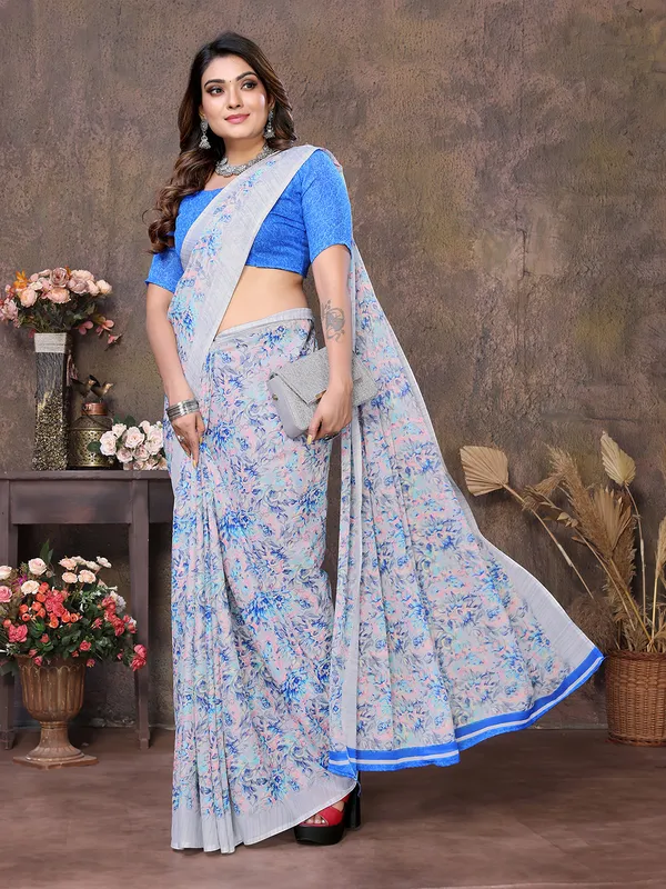 Floral_Print_Georgette_saree_with_Unstitched_Blouse_Piece