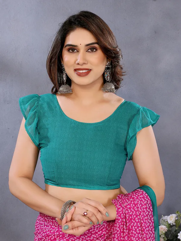 Floral_Print_Georgette_saree_with_Unstitched_Blouse_Piece