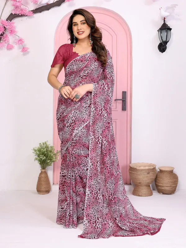 Anand_Sarees_Printed,_Animal_Print_Daily_Wear_Georgette_Saree_(Maroon,_Grey)