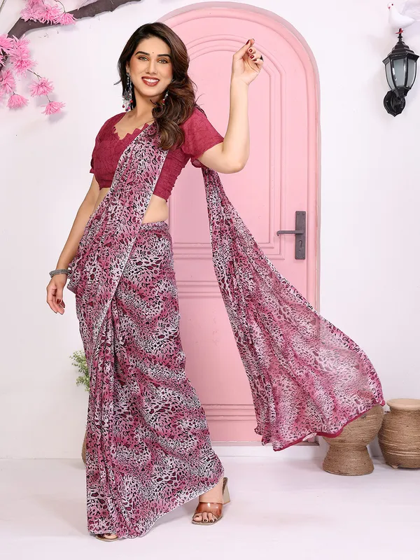 Anand_Sarees_Printed,_Animal_Print_Daily_Wear_Georgette_Saree_(Maroon,_Grey)