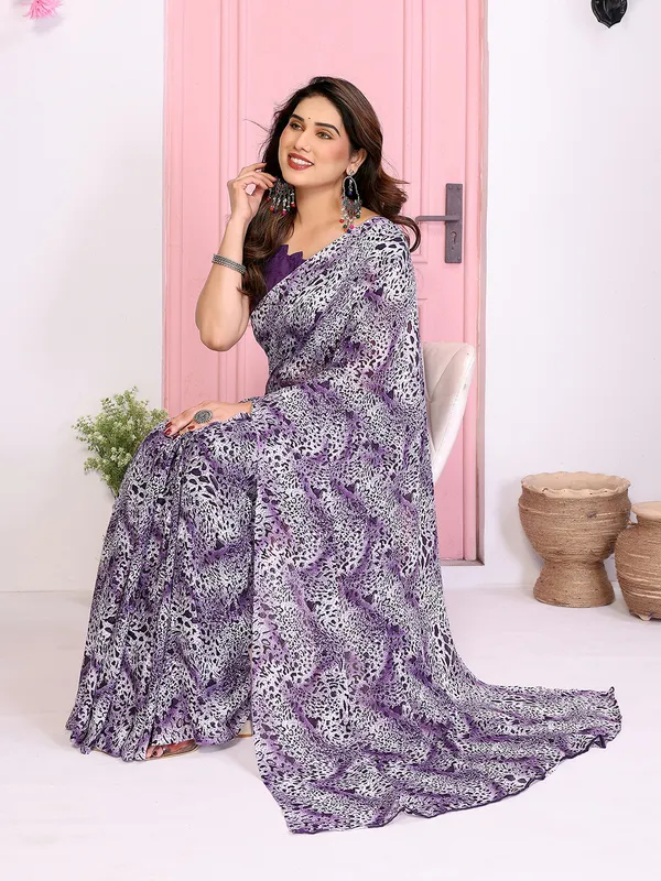 Anand_Sarees_Printed,_Animal_Print_Daily_Wear_Georgette_Saree_(Purple,_Grey)