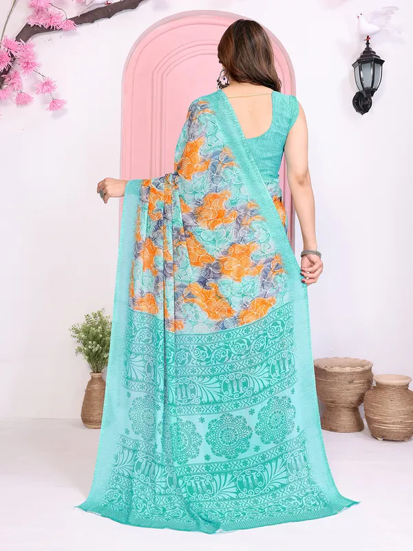 Anand_Sarees_Printed,_Paisley,_Floral_Print_Daily_Wear_Georgette_Saree_(Light_Blue,_Orange)