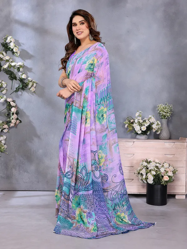 Floral_Print_Georgette_saree_with_Unstitched_Blouse_Piece