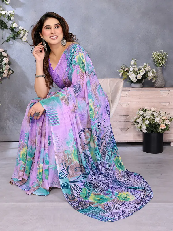 Floral_Print_Georgette_saree_with_Unstitched_Blouse_Piece