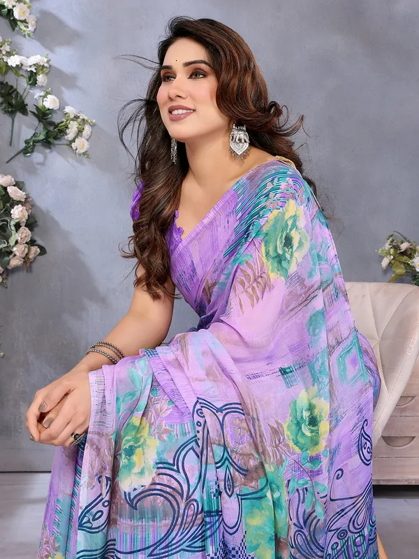 Floral_Print_Georgette_saree_with_Unstitched_Blouse_Piece