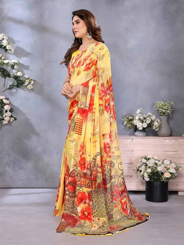 Floral_Print_Georgette_saree_with_Unstitched_Blouse_Piece