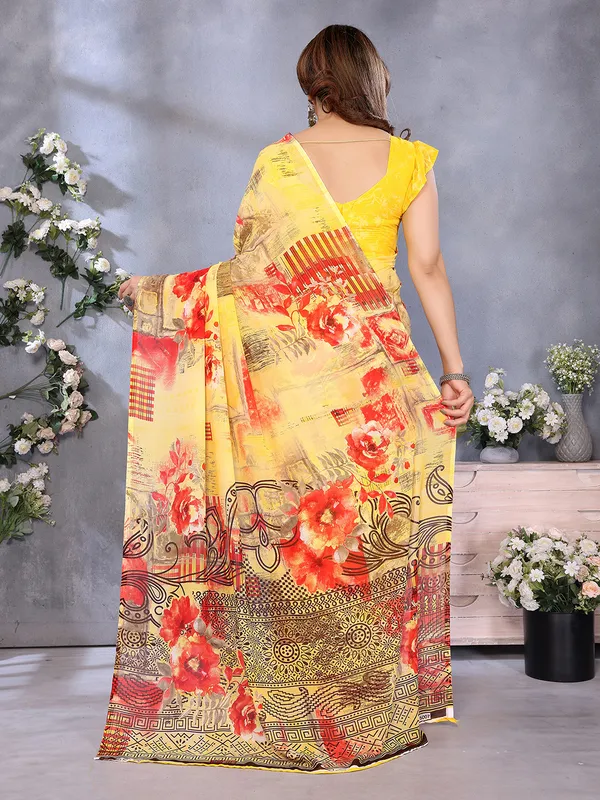 Floral_Print_Georgette_saree_with_Unstitched_Blouse_Piece
