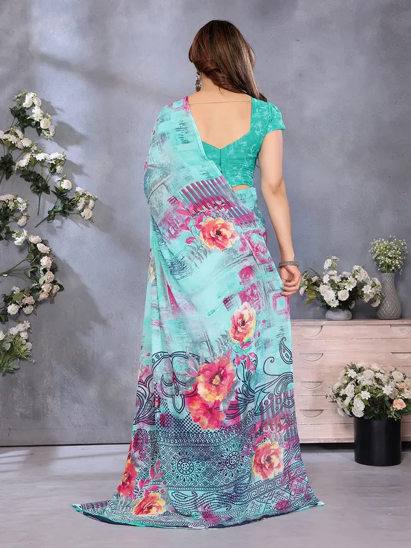 Floral_Print_Georgette_saree_with_Unstitched_Blouse_Piece