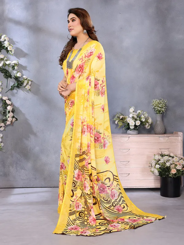 Floral_Print_Georgette_saree_with_Unstitched_Blouse_Piece