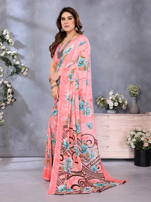 Floral_Print_Georgette_saree_with_Unstitched_Blouse_Piece
