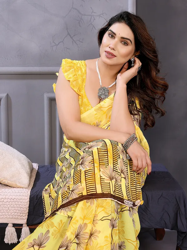 Anand_Sarees_Floral_Print_Daily_Wear_Georgette_Saree_(Yellow,_Beige)