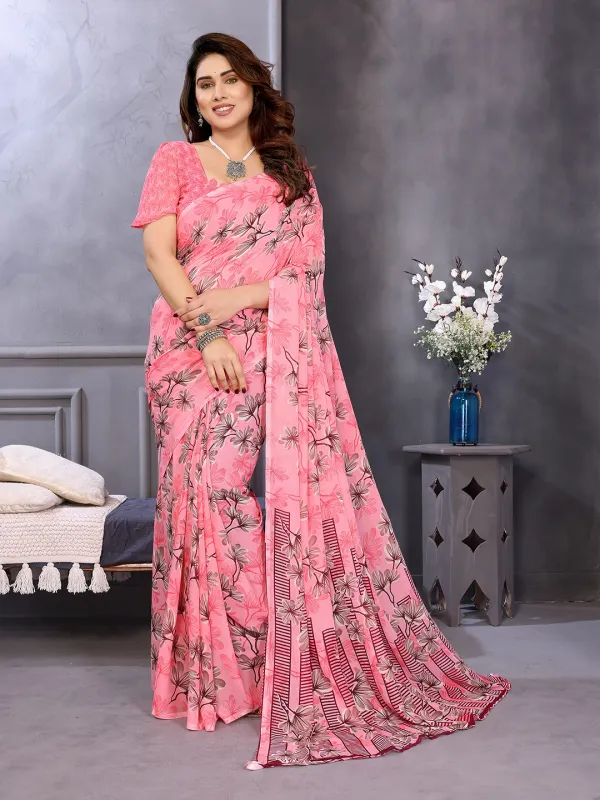 Anand_Sarees_Floral_Print_Daily_Wear_Georgette_Saree_(Pink)