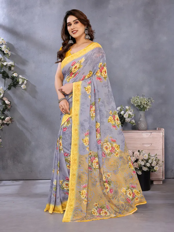 Anand_Sarees_Paisley,_Floral_Print_Daily_Wear_Georgette_Saree_(Grey,_Yellow)