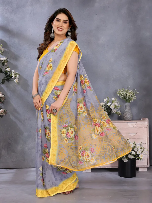 Anand_Sarees_Paisley,_Floral_Print_Daily_Wear_Georgette_Saree_(Grey,_Yellow)