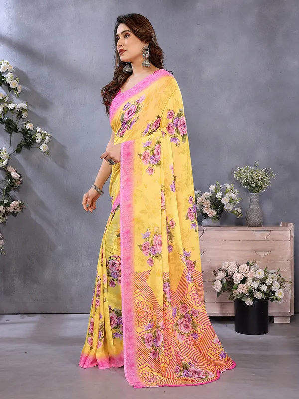 Anand_Sarees_Paisley,_Floral_Print_Daily_Wear_Georgette_Saree_(Yellow,_Pink)