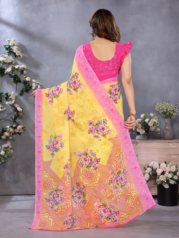 Anand_Sarees_Paisley,_Floral_Print_Daily_Wear_Georgette_Saree_(Yellow,_Pink)