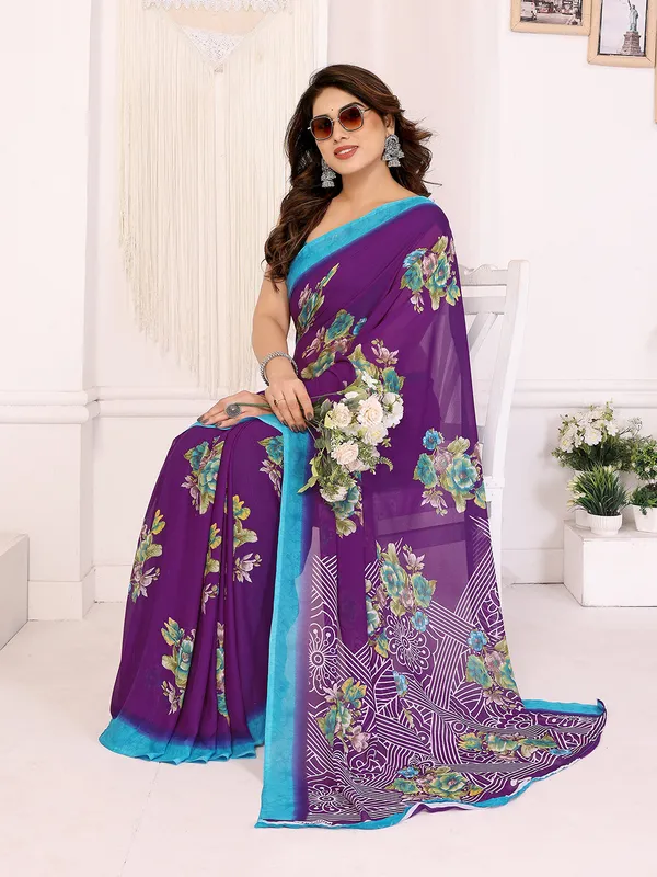 Anand_Sarees_Paisley,_Floral_Print_Daily_Wear_Georgette_Saree_(Purple,_Light_Blue)