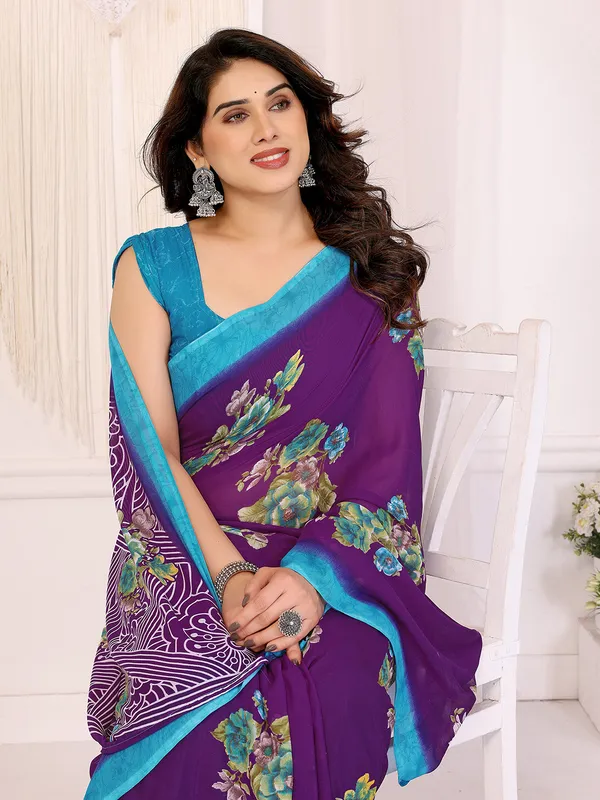 Anand_Sarees_Paisley,_Floral_Print_Daily_Wear_Georgette_Saree_(Purple,_Light_Blue)