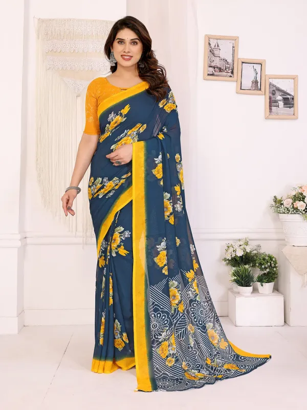 Anand_Sarees_Paisley,_Floral_Print_Daily_Wear_Georgette_Saree_(Dark_Blue,_Yellow)