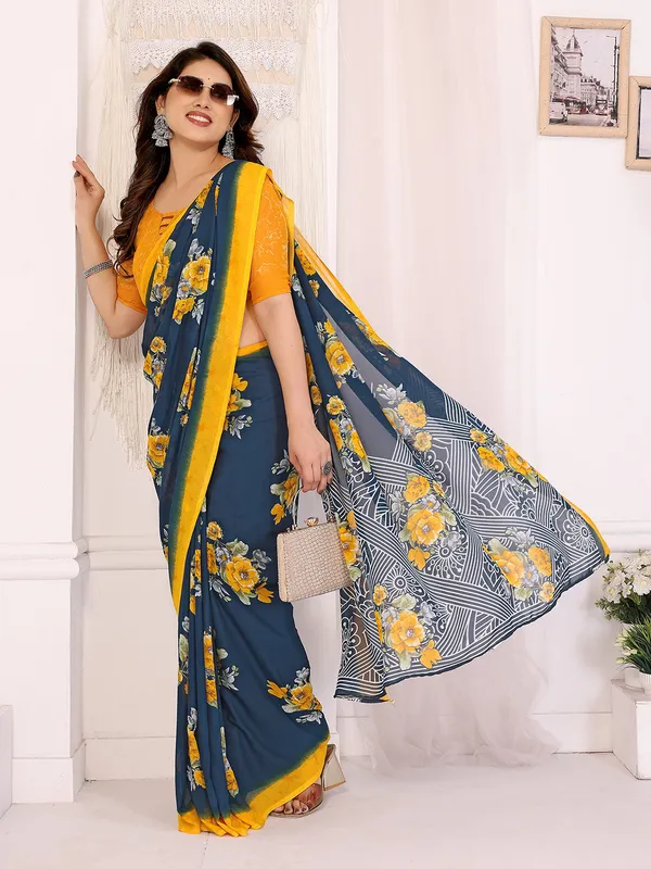 Anand_Sarees_Paisley,_Floral_Print_Daily_Wear_Georgette_Saree_(Dark_Blue,_Yellow)