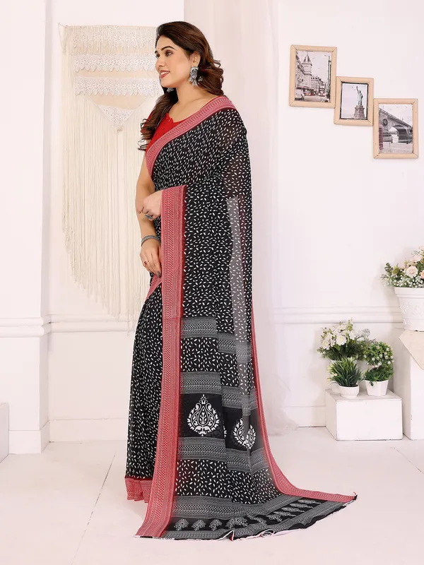 Anand_Sarees_Paisley,_Floral_Print_Daily_Wear_Georgette_Saree_(Black,_Red)