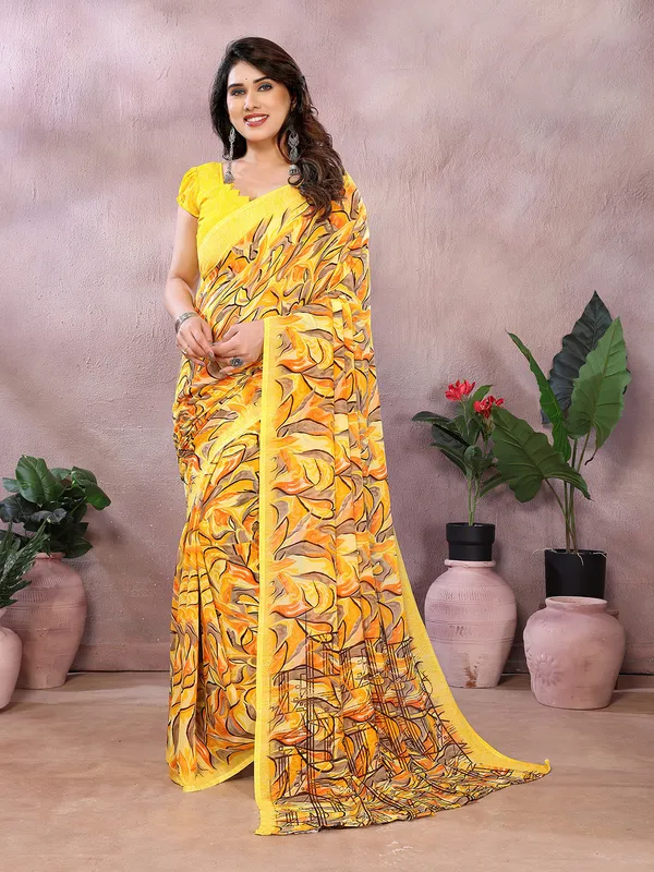Anand_Sarees_Ombre,_Floral_Print,_Geometric_Print_Daily_Wear_Georgette_Saree_(Yellow,_Orange)