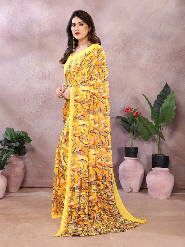 Anand_Sarees_Ombre,_Floral_Print,_Geometric_Print_Daily_Wear_Georgette_Saree_(Yellow,_Orange)