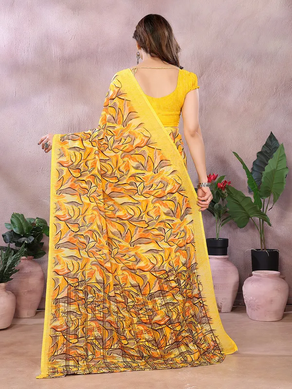 Anand_Sarees_Ombre,_Floral_Print,_Geometric_Print_Daily_Wear_Georgette_Saree_(Yellow,_Orange)