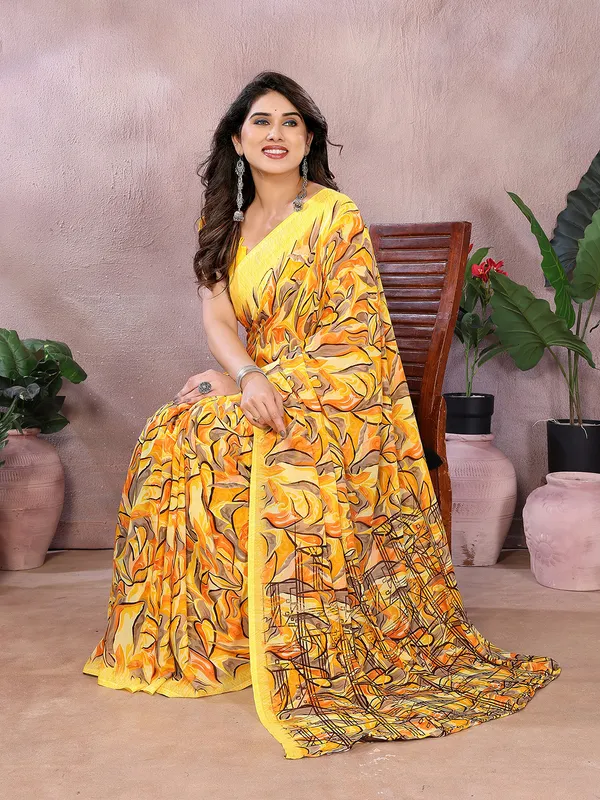 Anand_Sarees_Ombre,_Floral_Print,_Geometric_Print_Daily_Wear_Georgette_Saree_(Yellow,_Orange)