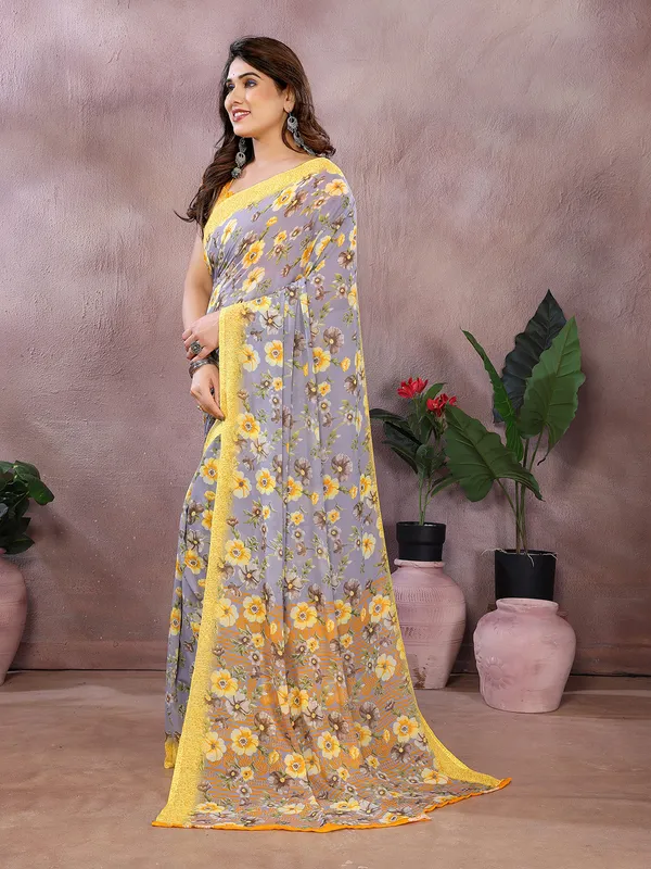 Anand_Sarees_Paisley,_Floral_Print_Daily_Wear_Georgette_Saree_(Grey,_Yellow)