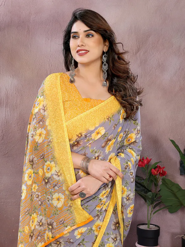Anand_Sarees_Paisley,_Floral_Print_Daily_Wear_Georgette_Saree_(Grey,_Yellow)