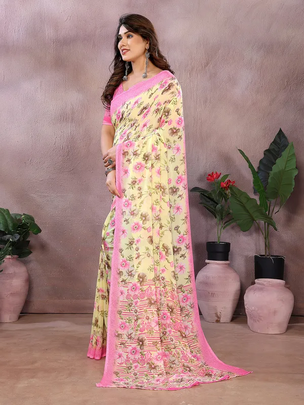 Anand_Sarees_Paisley,_Floral_Print_Daily_Wear_Georgette_Saree_(Pink,_Cream)