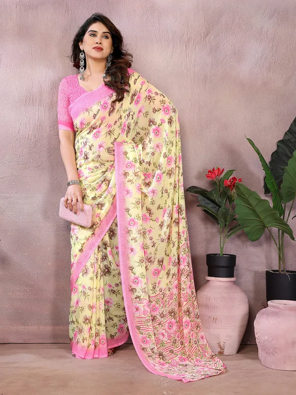 Anand_Sarees_Paisley,_Floral_Print_Daily_Wear_Georgette_Saree_(Pink,_Cream)