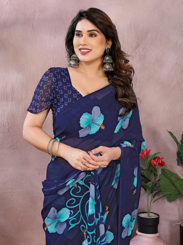 Anand_Sarees_Floral_Print_Daily_Wear_Georgette_Saree_(Dark_Blue,_Light_Blue)