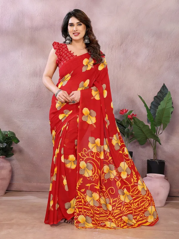 Anand_Sarees_Floral_Print_Daily_Wear_Georgette_Saree_(Red,_Yellow)
