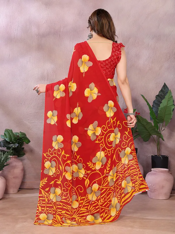 Anand_Sarees_Floral_Print_Daily_Wear_Georgette_Saree_(Red,_Yellow)