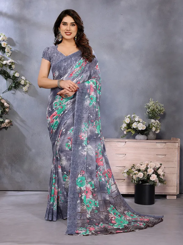 Floral_Print_Georgette_saree_with_Unstitched_Blouse_Piece