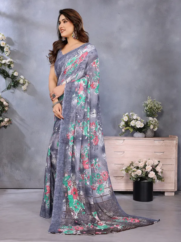 Floral_Print_Georgette_saree_with_Unstitched_Blouse_Piece