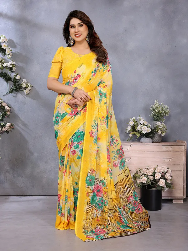 Floral_Print_Georgette_saree_with_Unstitched_Blouse_Piece