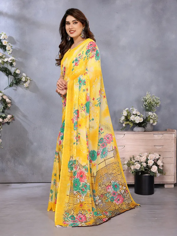 Floral_Print_Georgette_saree_with_Unstitched_Blouse_Piece