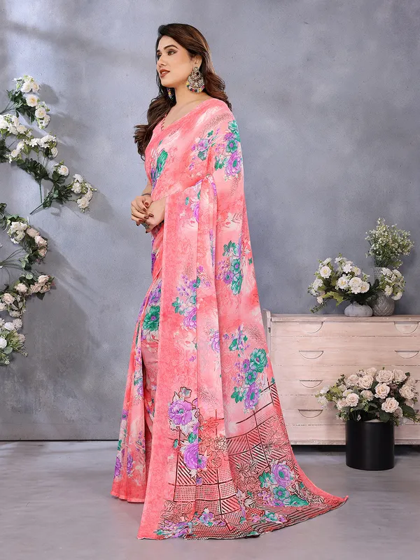 Floral_Print_Georgette_saree_with_Unstitched_Blouse_Piece