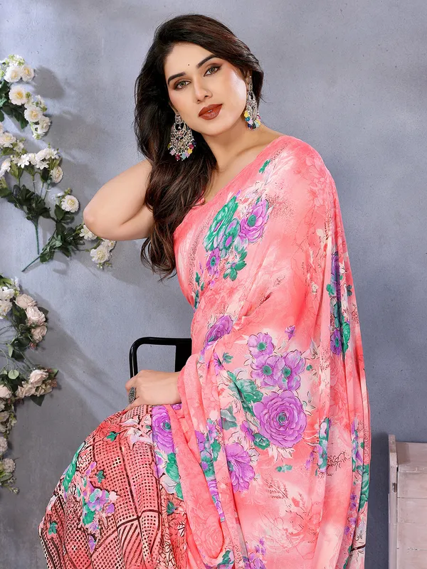 Floral_Print_Georgette_saree_with_Unstitched_Blouse_Piece