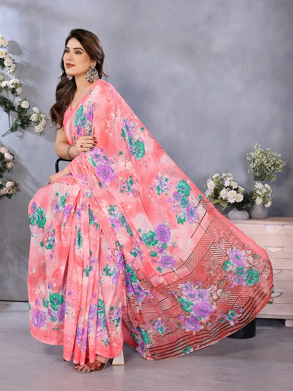 Floral_Print_Georgette_saree_with_Unstitched_Blouse_Piece